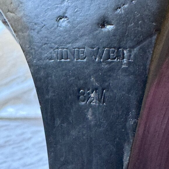 Nine West Black Leather Wedge Sandals Zipper and Straps SIZE 8.5  3.5 inch Heels - Picture 11 of 15